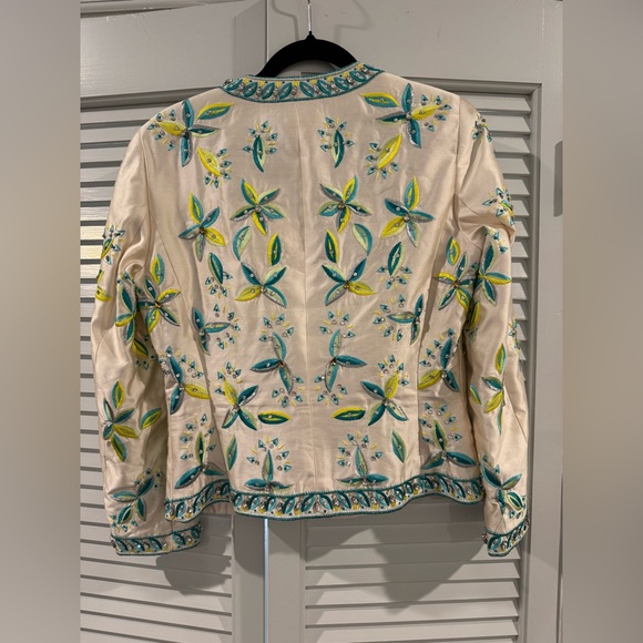 Etcetera sz 8 Creme Jacket w/ Blue & Yellow Embroidery with Rhinestone accents - Picture 3 of 5